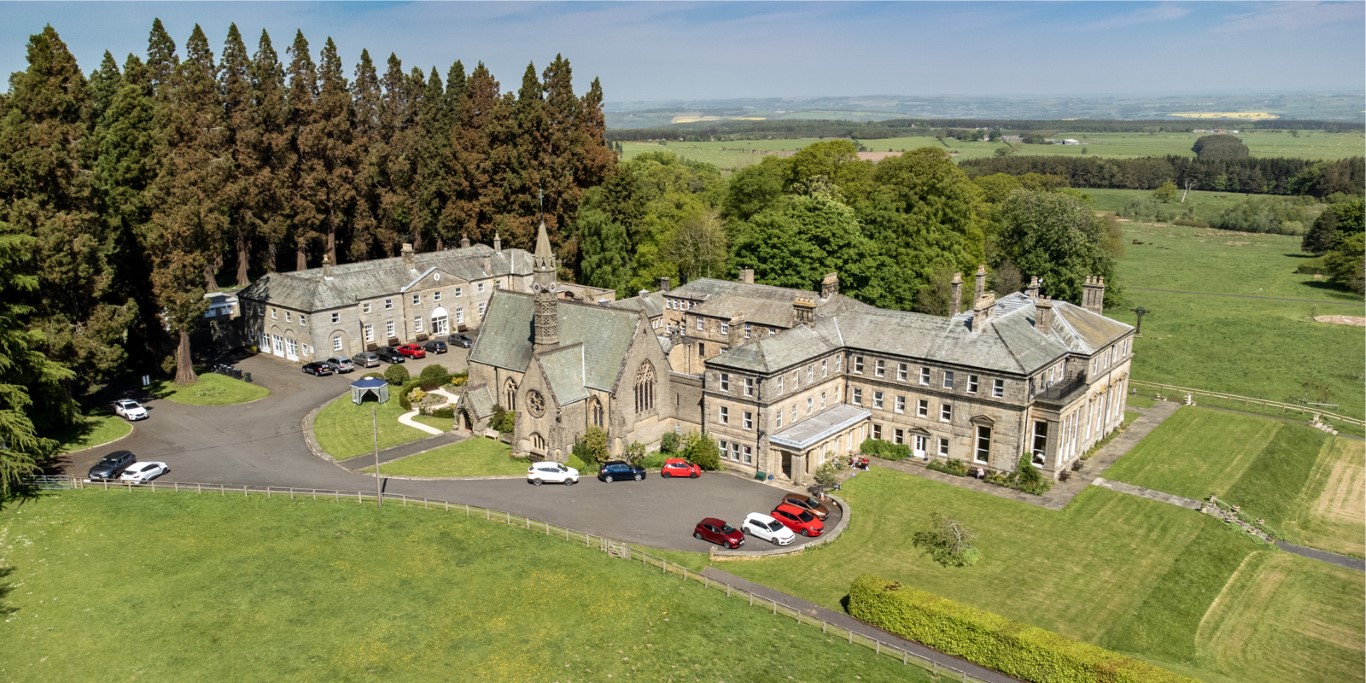 Aerial view of Minsteracres Retreat Centre